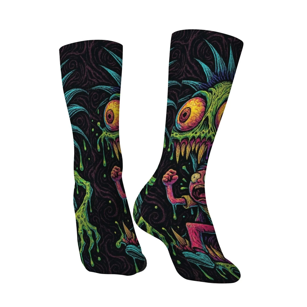 1 Pair Amusing Horror  Quirky Classic Horror Socks for Men Featuring A Retro Harajuku Street Style Perfect Funny Unique Gift