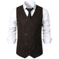 #4840 Black Gray Brown Split Joint Men's Vest Vertrical Striped Blazer Vest Double Breasted Waistcoat Slim Vintage Sleeveless