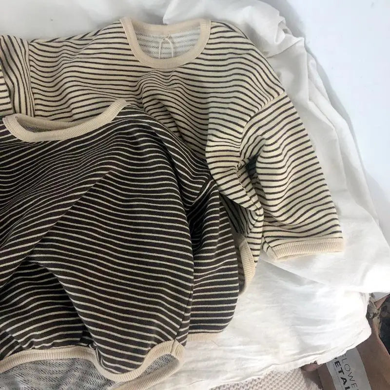 Baby Boys Long Sleeved Sweatshirts Spring Autumn And Winter Toddlers Clothing Children's Fashion Casual Comfortable Striped Tops