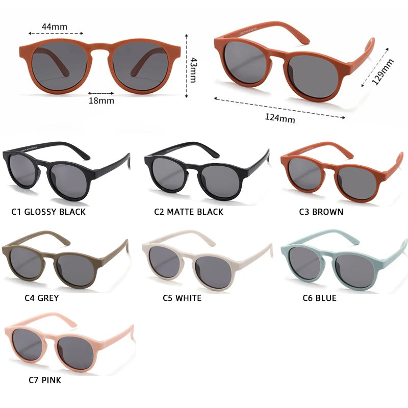 Fashion Round Kids Sunglasses Boys Girls Polarized Sun Glasses Light Weight Silicone Children Shades