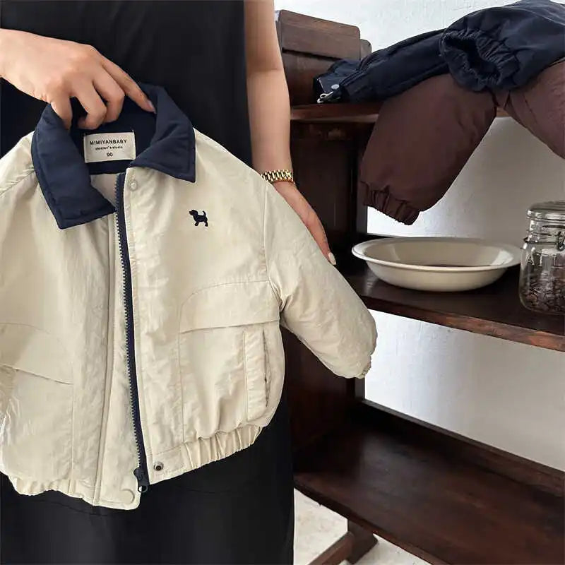 Children's Thin Jacket Winter Warm Coat Boys Cartoon Cotton Clothes Autumn New Girls' Baseball Jacket Kids Outwears