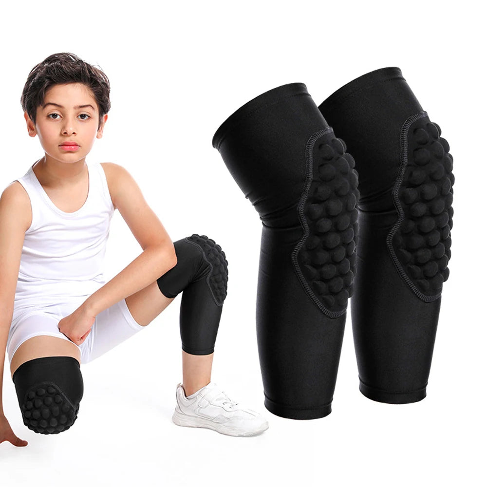 1Pc Kids/Youth 5-15 Year Sports Honeycomb Compression Knee Pad/Elbow Pad Guards Protective Gear for Basketball Baseball,Football