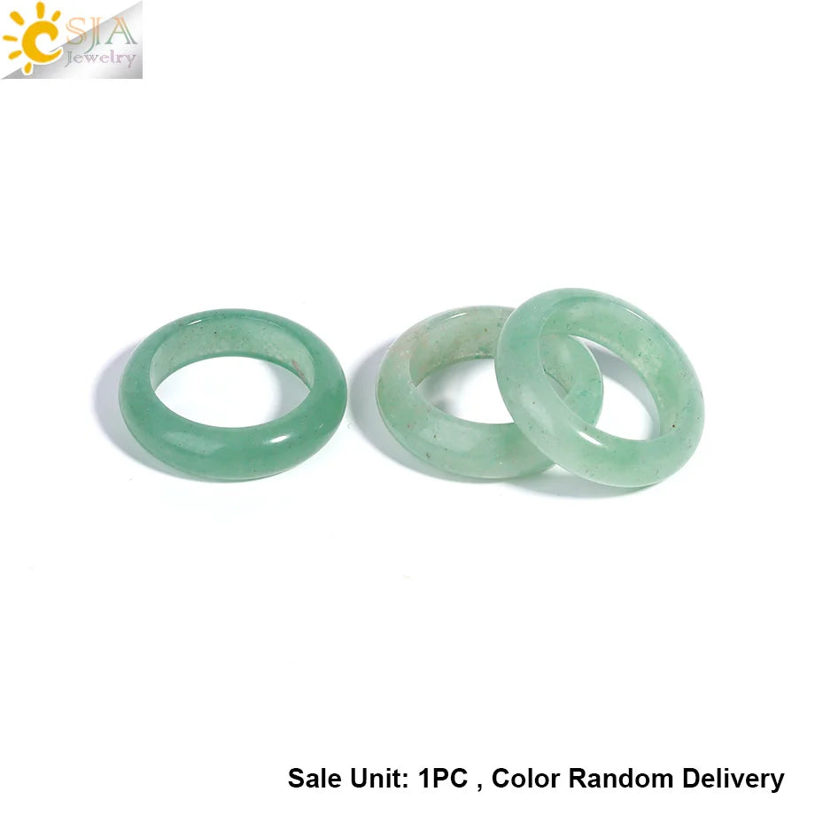 Gem Stone Crystal Band Rings for Men Natural Pink Stone Quartz Red Agates Jaspers Dainty Finger Jade Ring Women Jewelry H474