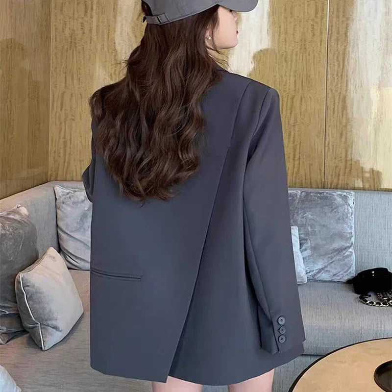 New in Spring  Autumn Style Commuter Suit Women Long Sleeved Fashionable Casual Loose Solid Color Suit Jacket Clothes Top