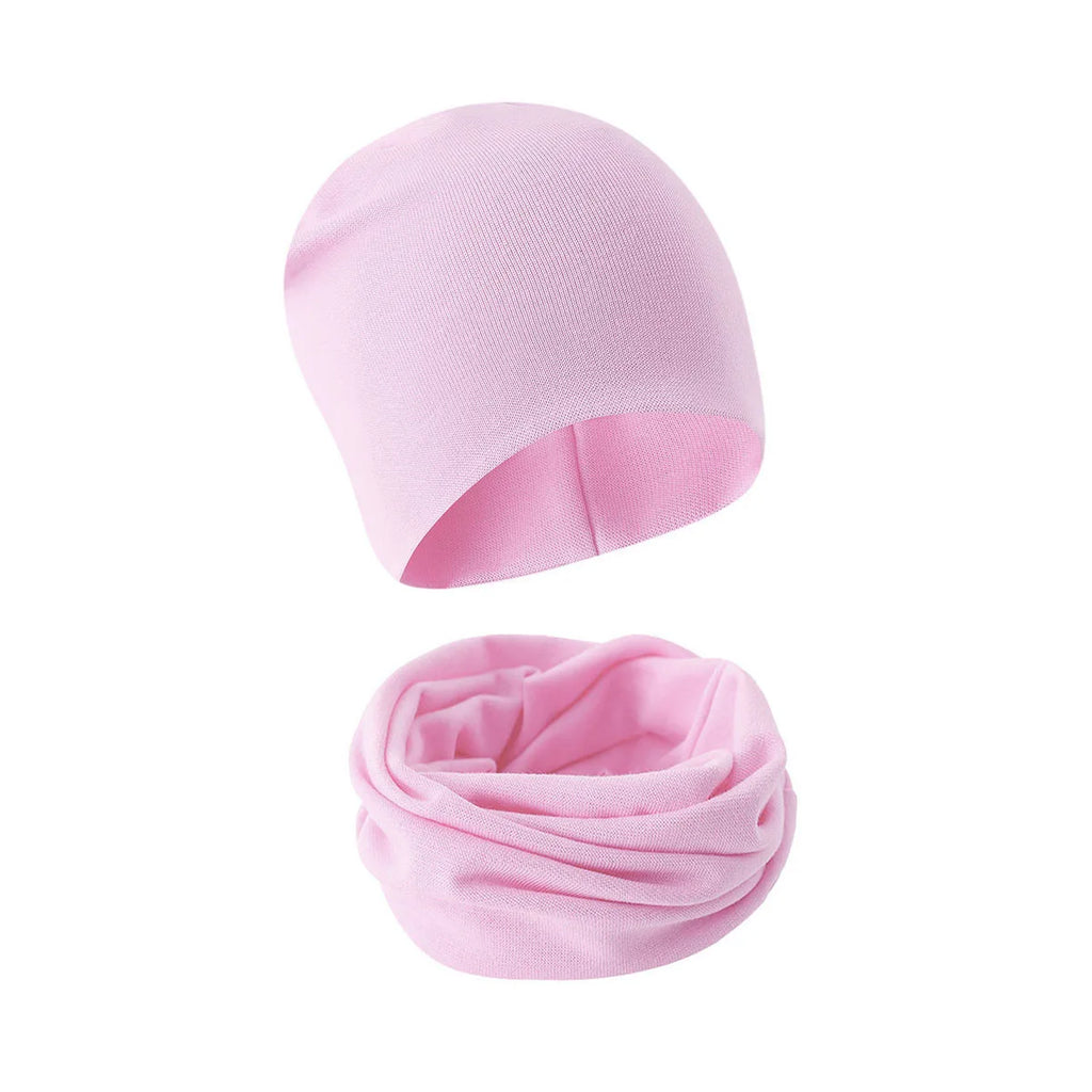 Children Beanie Hat Scarf Autumn Winter Solid Color Warm Toddler Hat Scarf for Girls and Boys Infant Hats Set Kids Neck Warmer