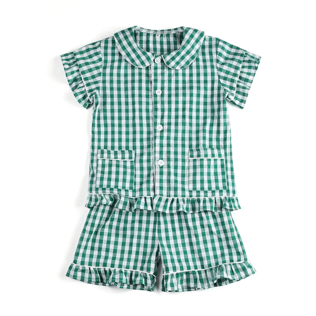 Ruffkids 100% Cotton Summer Kids Pajamas Sleepwear Seersucker Striped Matching Pjs Boys Clothes Loungewear Girls Pyjamas Set