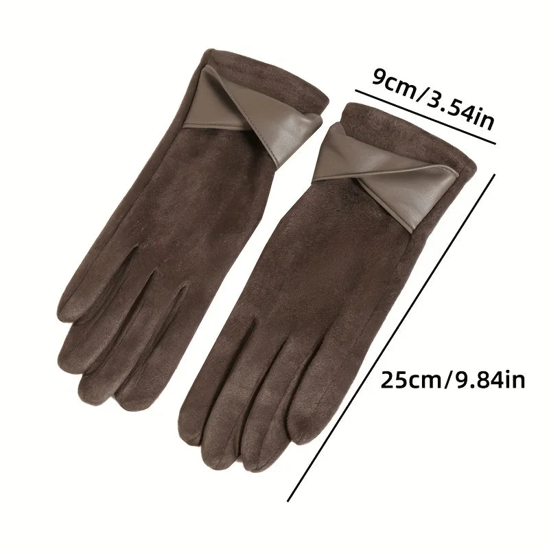 Women's Elegant Gloves - Winter Gloves with Bow Decorations, Suitable for Daily Wear