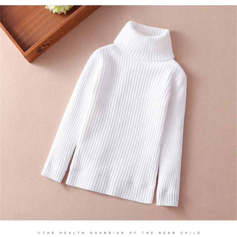 Knitted Bottoming Sweater Autumn Boys Girls Turtleneck Warm Knitwear Kids Casual Pullover Spring Children Clothes 2-12 Years