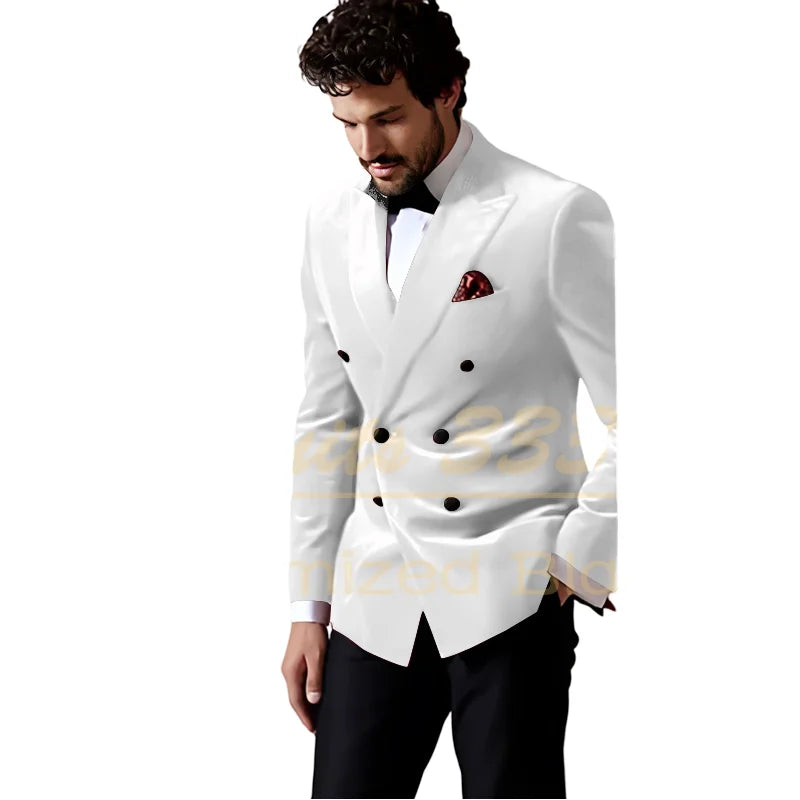 Velvet Double Breasted Blazer 1 Piece Slim Fit Smoking Suit Jacket for Men Fashion Party Groom 2025 Wedding Slim Fit Outfits