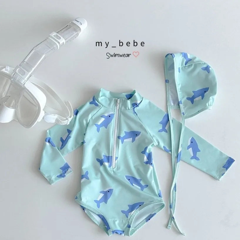 Children's Swimsuit Boys and Girl Long Sleeved Quick Drying Girls' Cute Swimsuit Princess Kids Rompers
