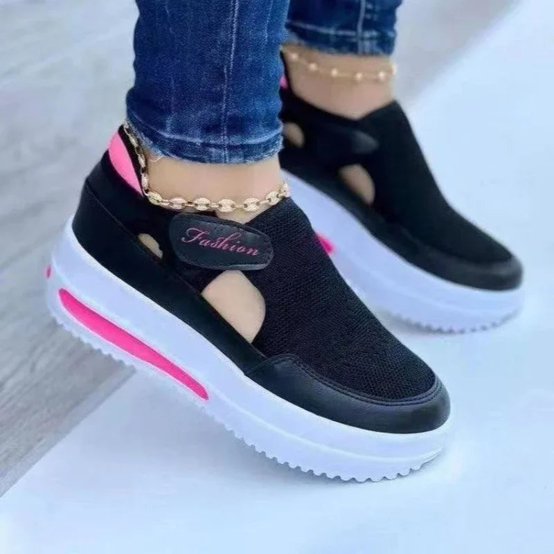 2025Spring New Women's Sports Shoes Fashion Thick-soled Lace-up Casual Sports Shoes Comfortable Running Women's Vulcanized Shoes