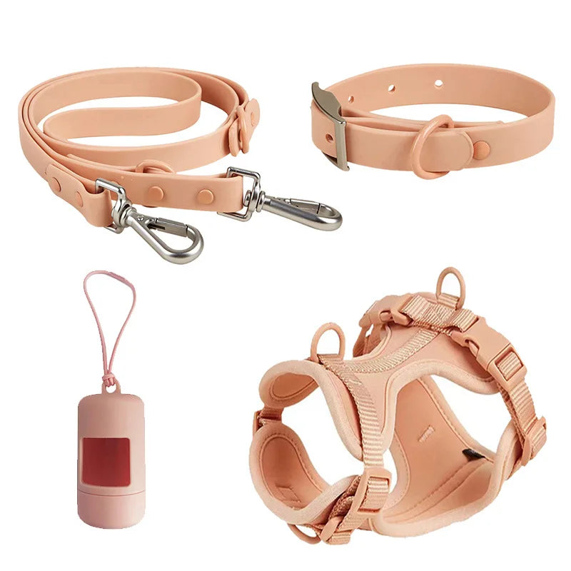 Pet Leash Anti-slip Breathable Collar Drawstring Chest Back Garbage Bag Storage Set Pet Travel Harnesses Supplies Accessories