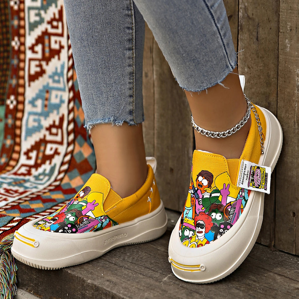 2025 New Women Flat Sneakers Casual Fashionable Canvas Shoes Women Style One Step Walking Sneakers Women Summer Zapatos De Mujer