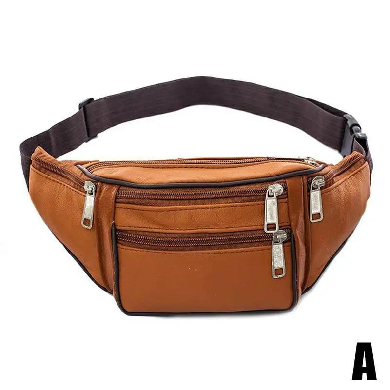 Men's Waist Pack Leather Bag Waist Belt Bag Male Leather Fanny Pack Fashion Luxury Small Shoulder Bags For Men