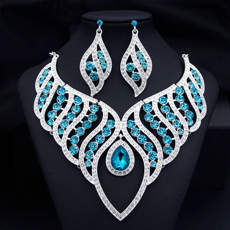 Fashion Jewelry Sets for Women Rhinestone Choker Necklace Sets for Bride Luxury Bridal Wedding Costume Jewelry Party Prom