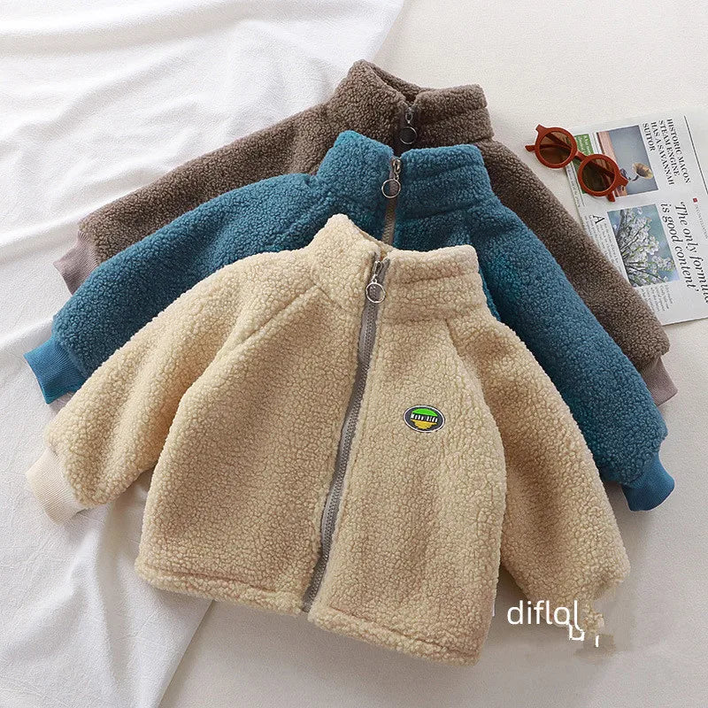 Kids LambWool Coats Boys Girls Velvet Warm Outerwear Autumn Winter Jackets Children Outer Clothing Fashion Coats 1-8 Years