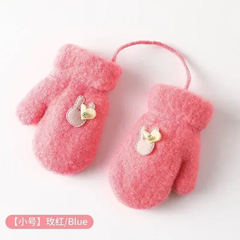 New 1-6 Years Old Baby Mittens Newborn Children Kids Winter Gloves Mohair Plush Thick Boys Girls Gloves Kids Accessories