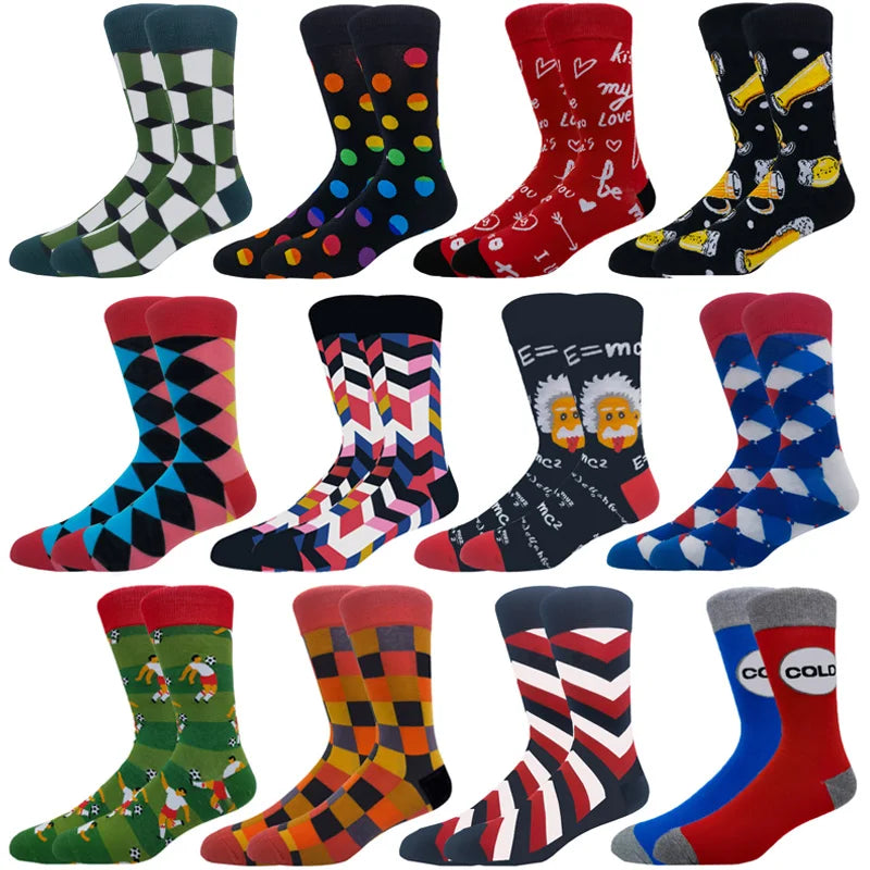 Men's Combed Cotton Fashion Hip Hop Man Woman Socks Harajuku Skateboard oil painting with print Happy Socks Funny Gift