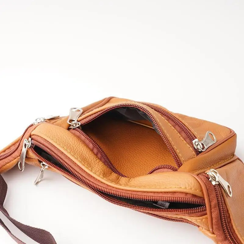 Men's Waist Pack Leather Bag Waist Belt Bag Male Leather Fanny Pack Fashion Luxury Small Shoulder Bags For Men