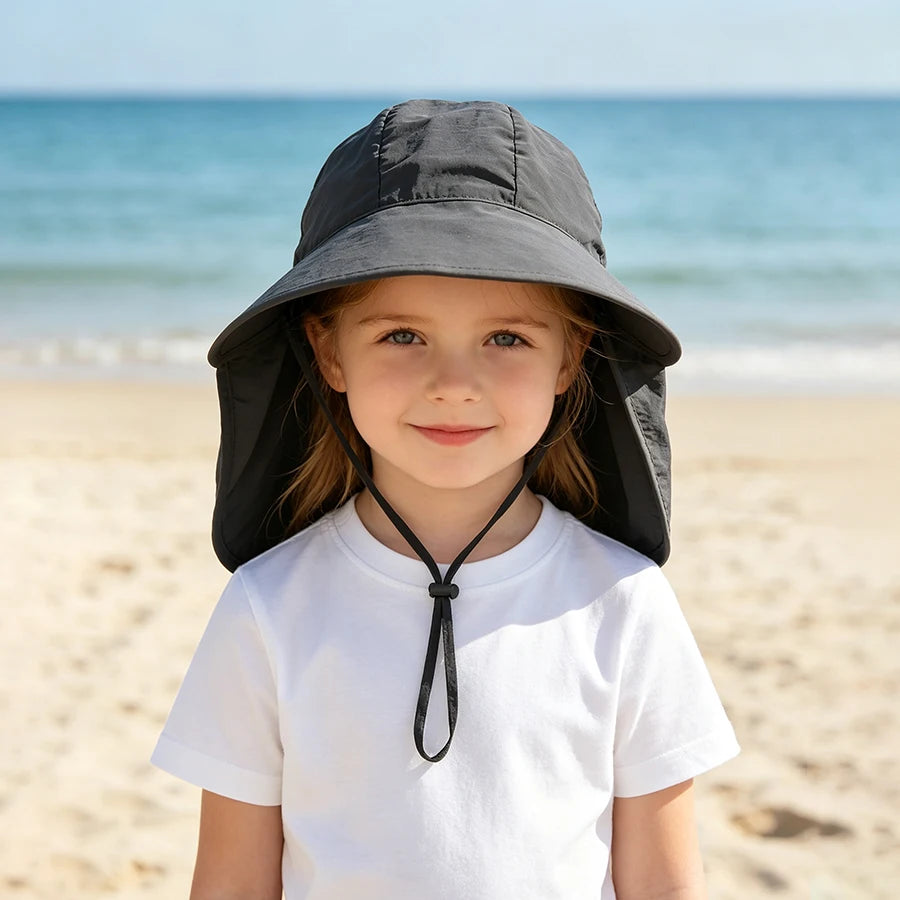 Children's Hat Summer Thin Breathable  Sunshade Hat for Boys, Girls, and Babies Sunscreen Outdoor Big brimmed Neck Protectio