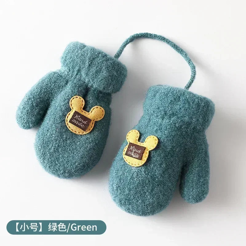 New 1-6 Years Old Baby Mittens Newborn Children Kids Winter Gloves Mohair Plush Thick Boys Girls Gloves Kids Accessories