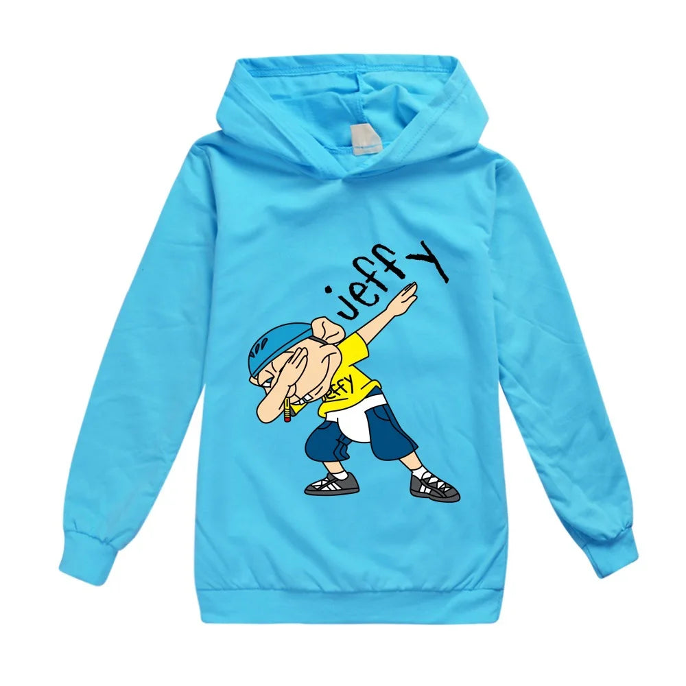 2026 Autumn Anime Jeffy Puppet Hoodies Teenager Boys Hoodie Kids Sweatshirts Girls Leisure Outwear Children Pullovers Streetwear