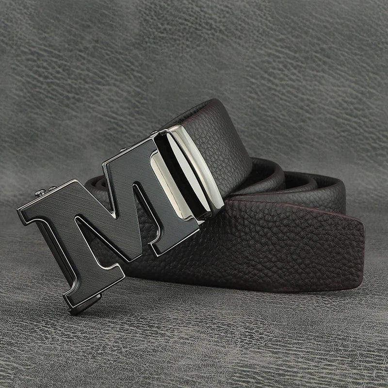 Fashion belts men designer brand cowhide leather high quality M letter Automatic Buckle formal young men leisure Waistband Z277
