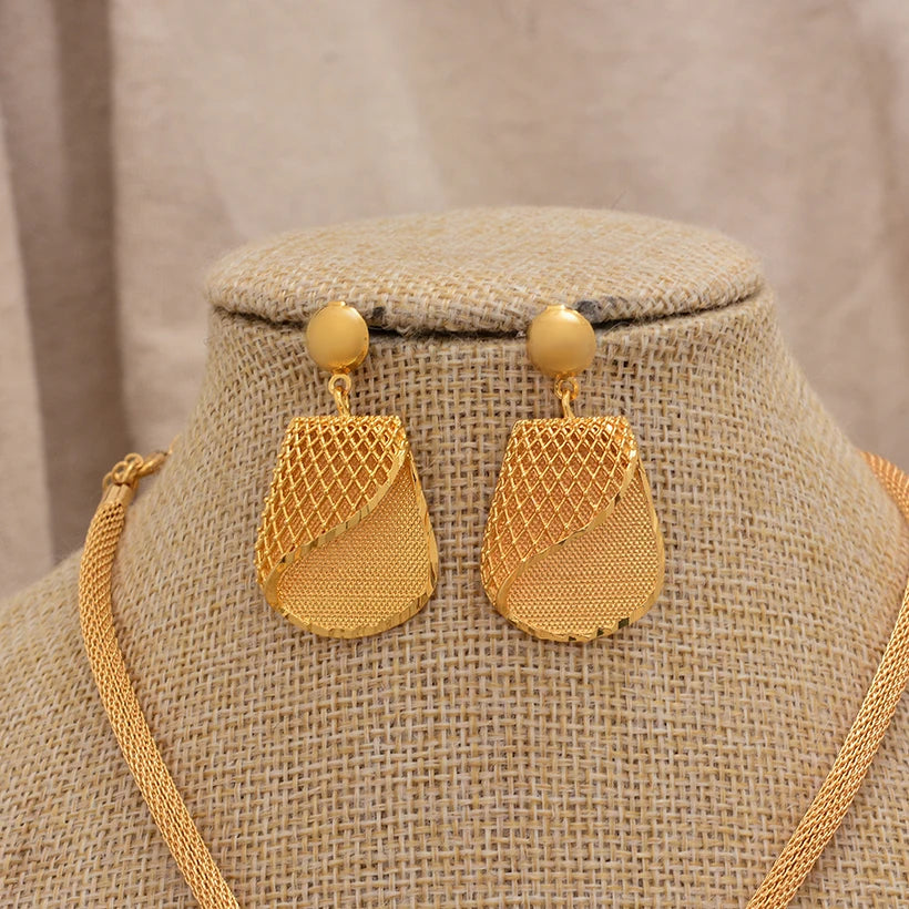 Women Jewelry Set Gold Plated High Quality Party African Bridal Flower Jewelry Set