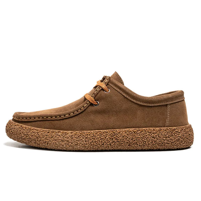Fashion Loafers for Men's Suede Leather Casual Shoes Lace-up Men Light Comfortable Driving Flats Mens Outdoor Oxfords Shoes