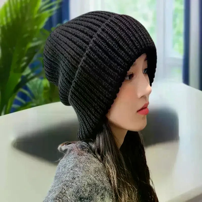 Fashion Winter Warm Hats For Women Casual Stacking Knitted Bonnet Caps Men Hats Solid Color Hip Hop Unisex Female Beanies