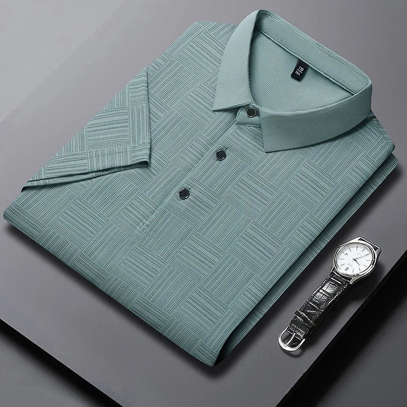 2026 Men's New Printed Business Casual Short sleeved POLO Shirt Fashion Short sleeved Comfortable and Breathable Top