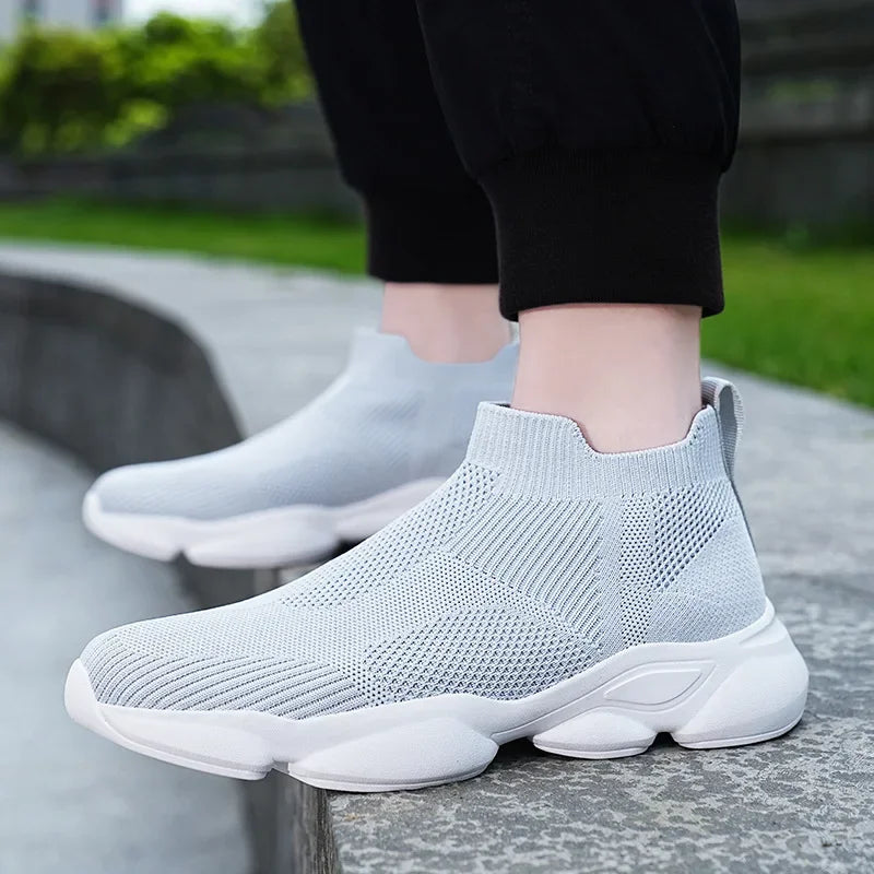 New Shoes for Man Spring Summer Breathable Knit Casual Sport Sock Shoes Youth Cool Slip-on Loafers Big Size