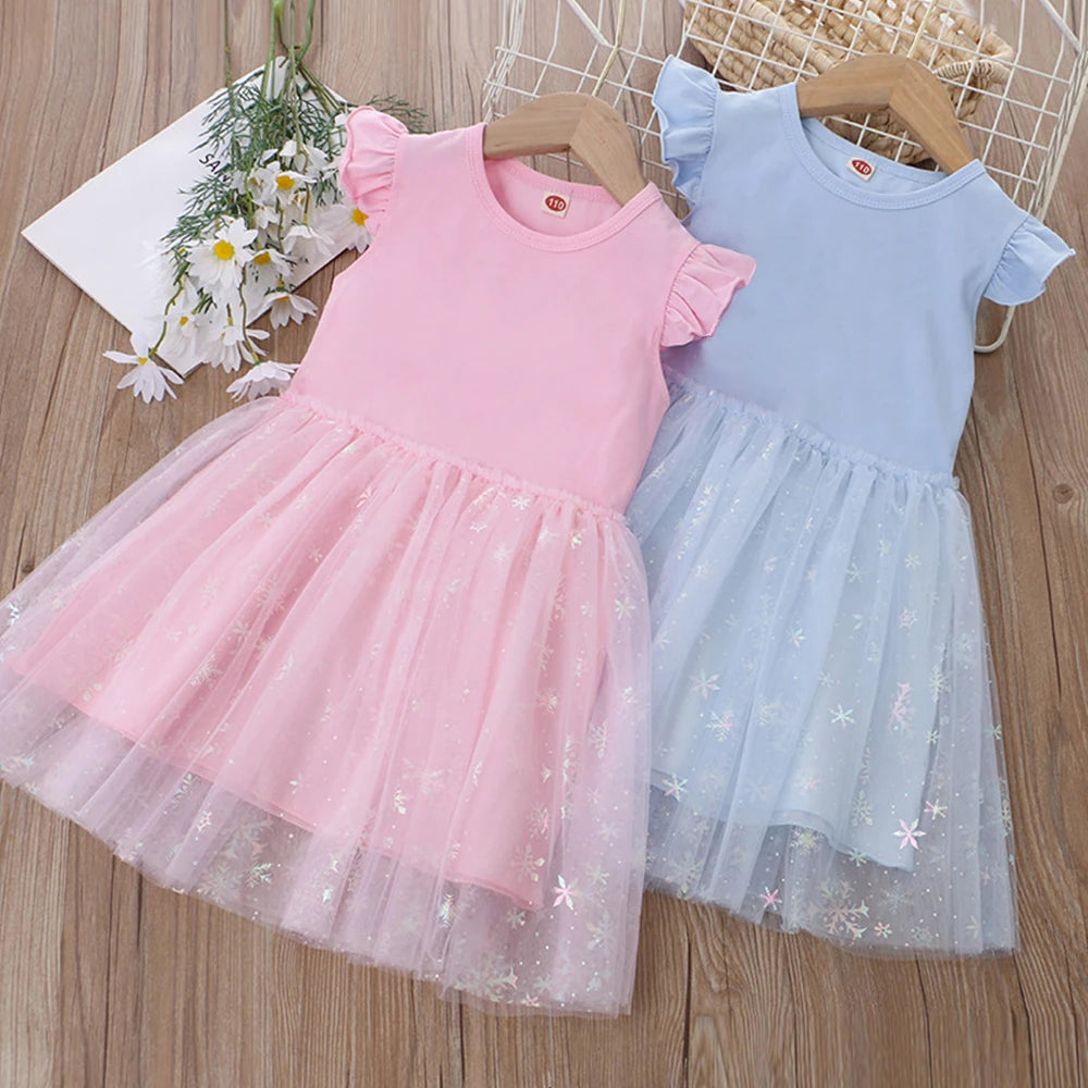 Kids Cute Princess Dress Clothes Children Summer New Short Sleeves For Fashion Dress Baby Girls Birthday Party Clothing 2-8T