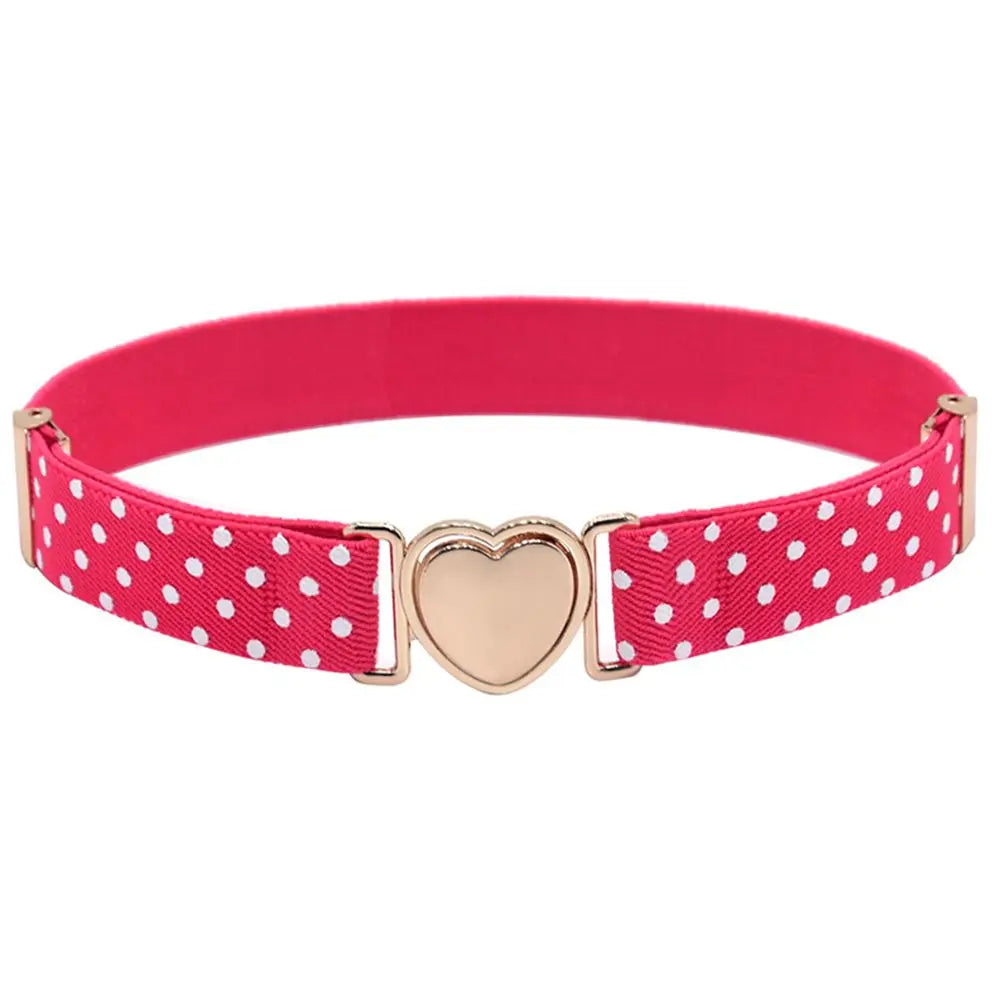 Kids Elastic Belts Girl Stretch Waist Belt Adjustable Heart Belt Uniform Belt for Teen Kids Girls Dresses Belt