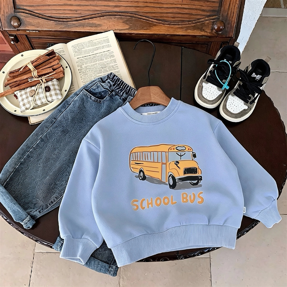 0-6 Age Children's Wear Tops Printed Sweatshirts Solid Color Loose Casual Kids Long Sleeve O-neck Hoodies Baby Girl Boy Clothing