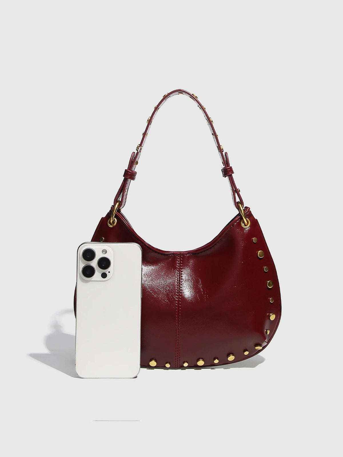 2025 New Fashion Trendy Underarm Bag Riveted Handbag Chain Shoulder Bag Boston Crossbody Bag
