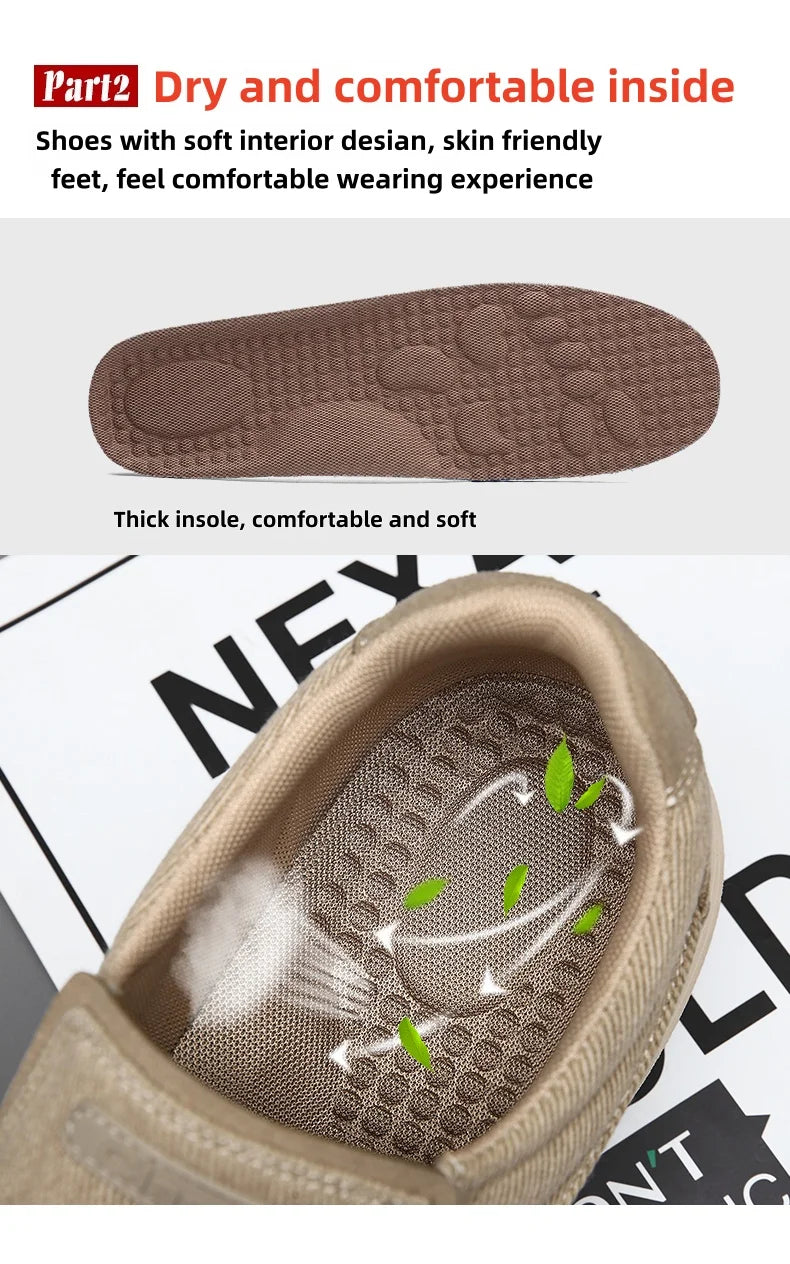Men's Casual Shoes Canvas Breathable Loafers Men 2025 New Male Comfortable Outdoor Walking Shoes Classic Loafers Men Sneakers