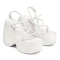 Women's Sandals Summer 2025 New Women Platform Sandals Punk Wedges High Heeled Sandals Sexy Black White Buckle Ankle Strap Shoes