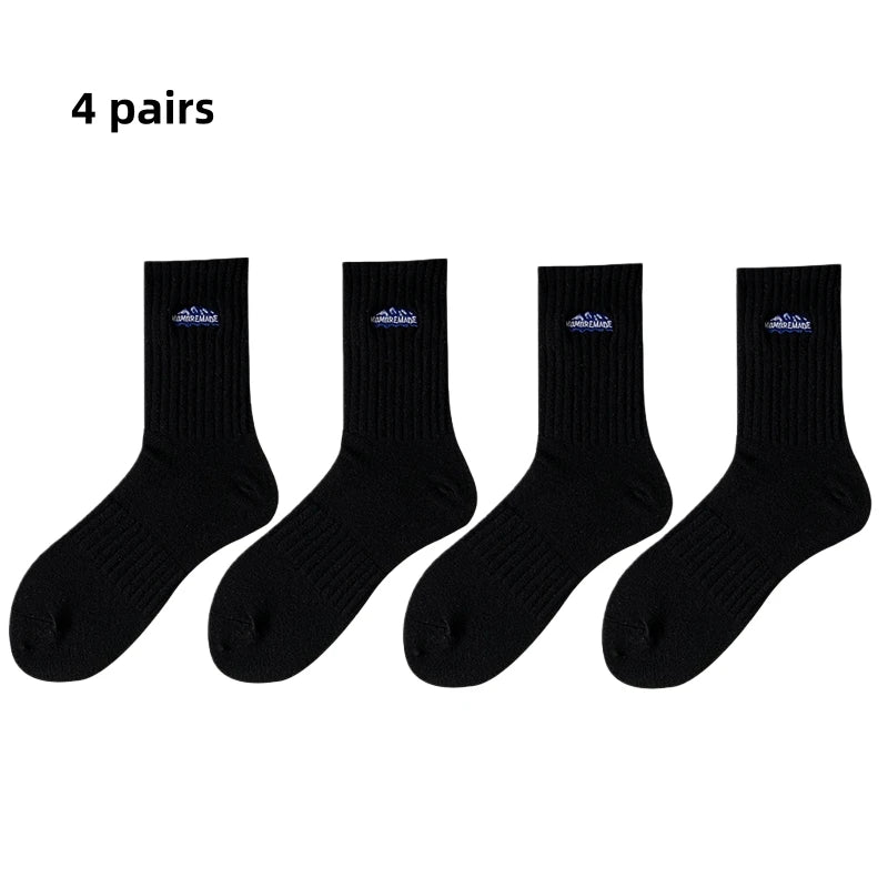 Sock Men's Spring Summer Retro Ribbed Mid-Calf Socks Trendy Breathable Comfort Casual Daily Wear Socks Fashion Sports Crew Socks