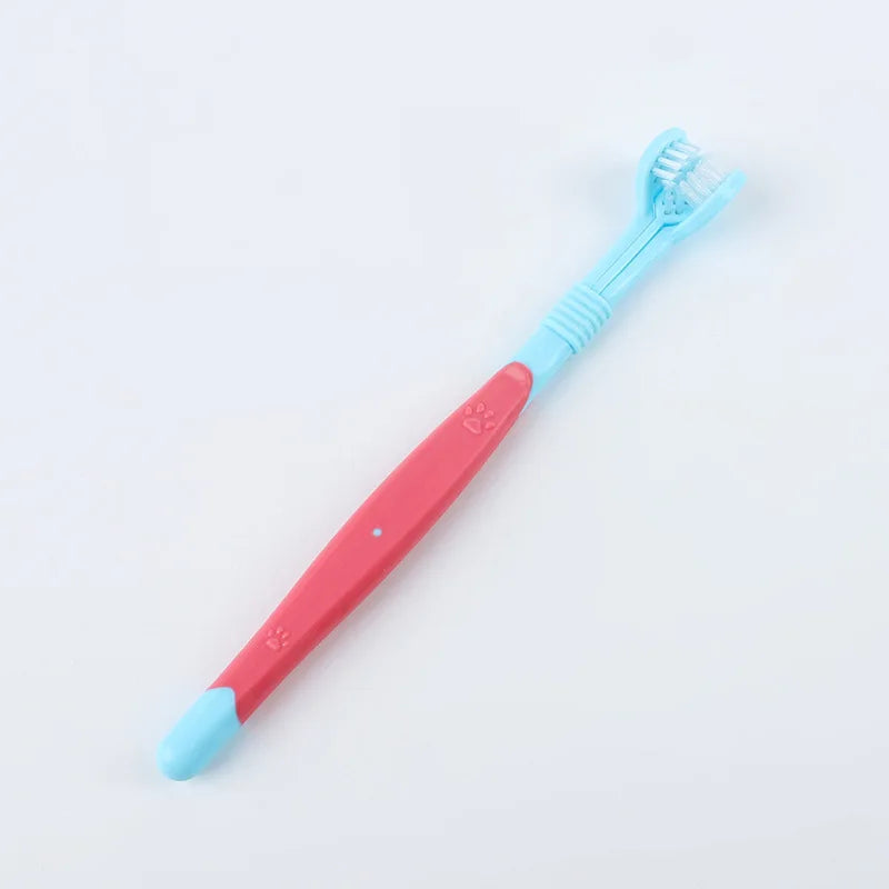 Pet Cleaning Toothbrush Cat Dog Beauty 3-Headed Toothbrush Clean Remover Teeth Stones Scraper Pet Cleaning Supplies