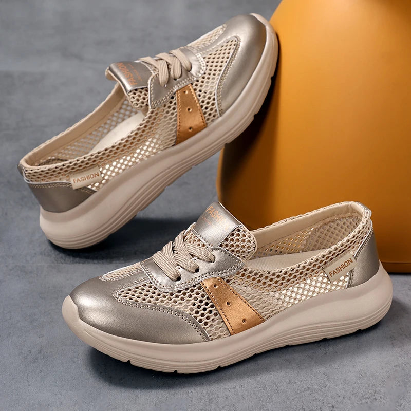 New Summer Refreshing Mesh Casual Shoes Simple and Balanced Cushioning and Elastic Lightweight Running Shoes Womens Sizes 35-42