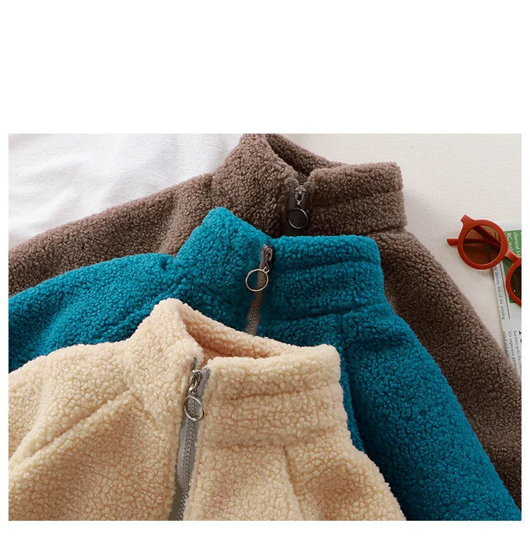 Kids LambWool Coats Boys Girls Velvet Warm Outerwear Autumn Winter Jackets Children Outer Clothing Fashion Coats 1-8 Years