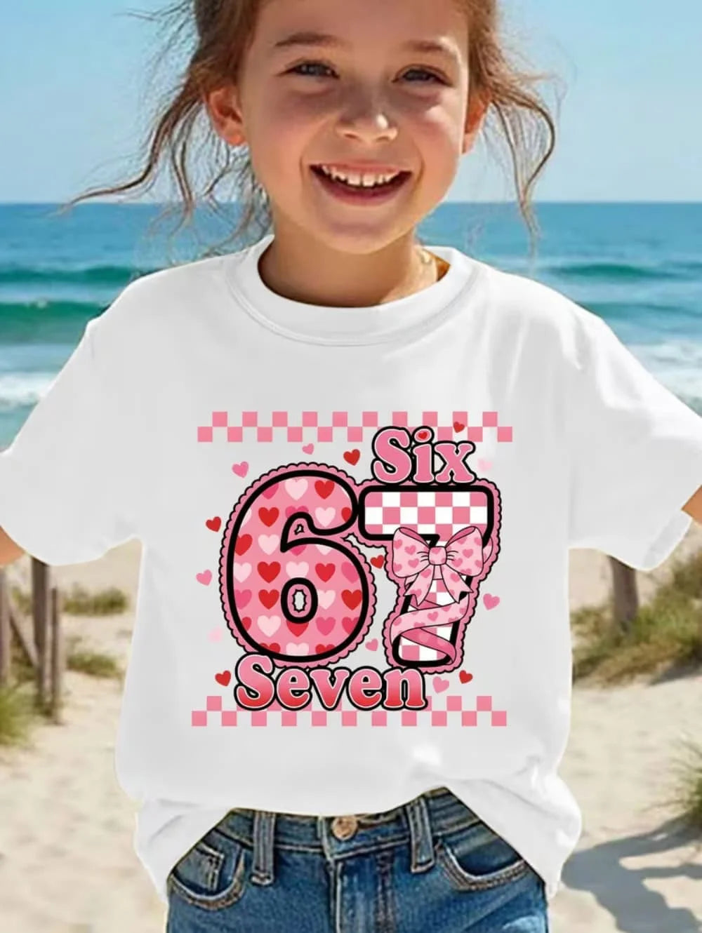 Fun Six Seven 6 7 Meme Design T-Shirt for Kids Chaotic Humor Y2k Game Saying Tees Casual O-Neck Top Fashion Children's Clothing