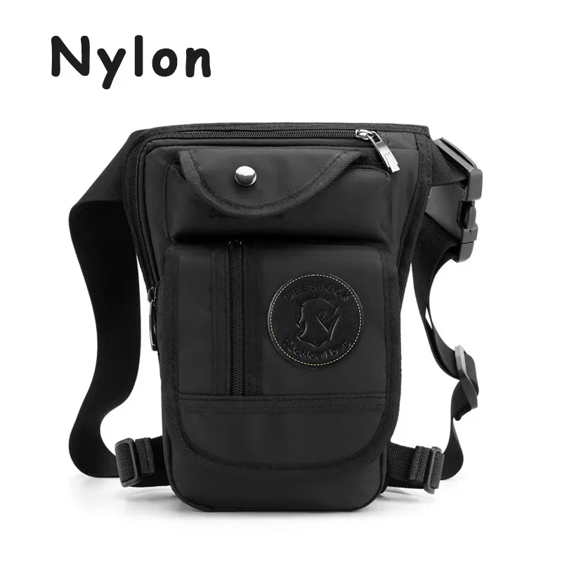 Men's Motorcycle Bag Waterproof Portable Canvas Motorcycle Drop Leg Bag Multifunctional Outdoor Sport Riding Waist Shoulder Bag