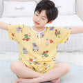 Kids Boys Girls Pajamas New 2023 Summer Thin Cute Cartoon Short Sleeve O-Neck Casual Tops with Shorts Baby Sleeping Clothing Set