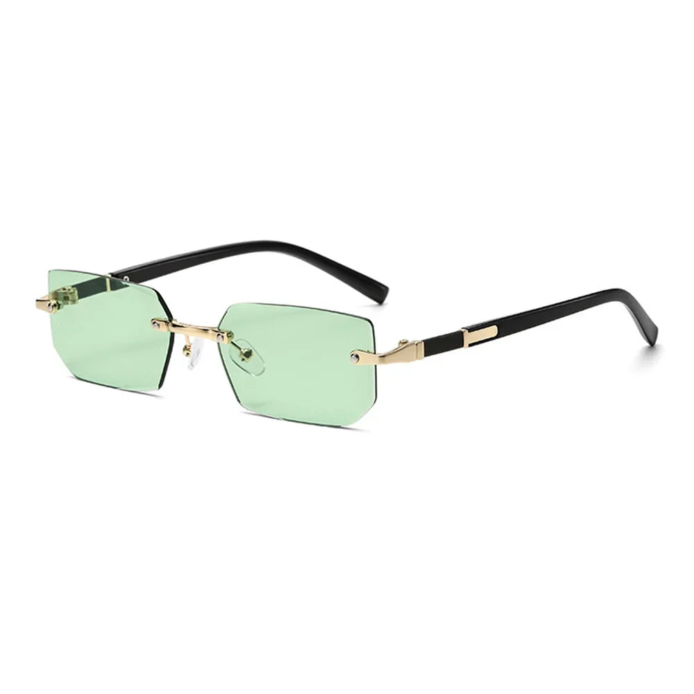 Trendy Rimless Sunglasses for Men Women Fashion Frameless Rectangle Sun Glasses Retro UV400 Shades Summer Traveling Eyewear
