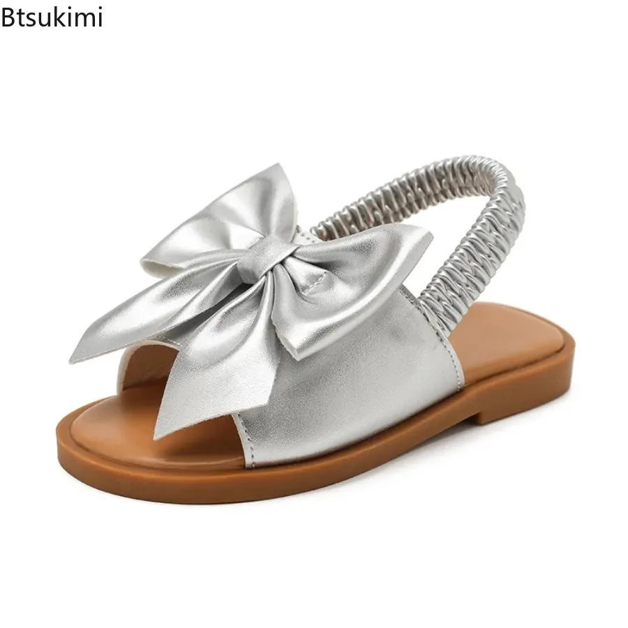 Simple Kids Sandals 2026 Summer New Style Girls' Shoes Fashionable Child Slippers Anti Slip Girls Sandals Bow Girls' Slippers