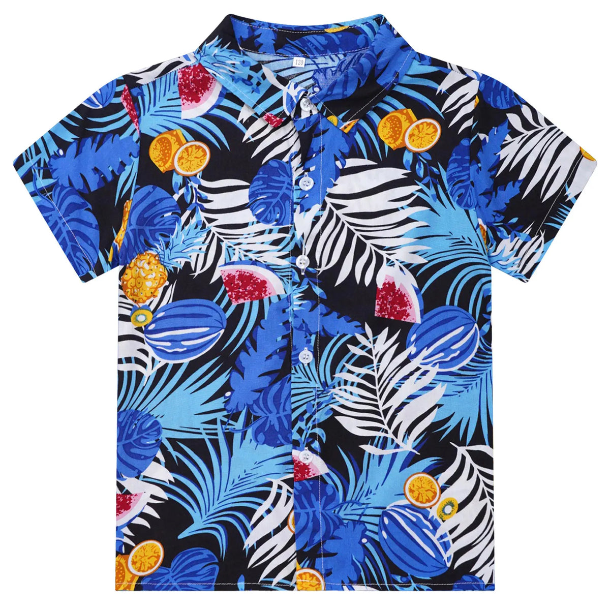 Kids Boys Hawaiian Shirts Tropical Graphic Print Short Sleeve Shirt Casual Turn-Down Collar Tee Tops for Vacation Beach Holiday