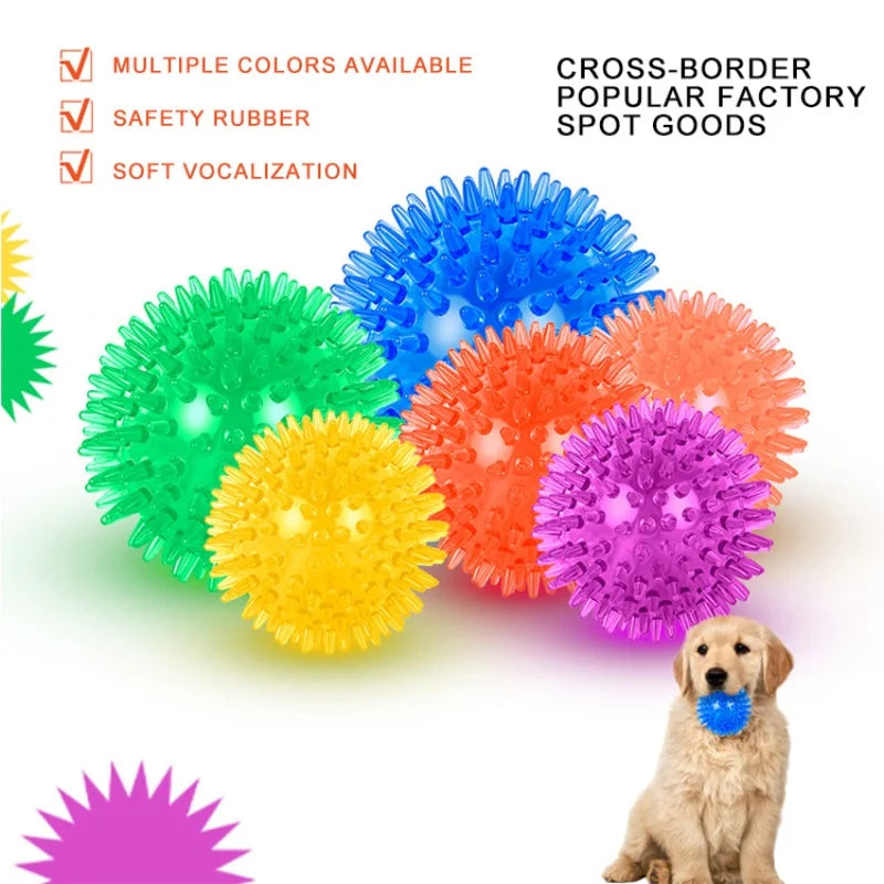 Pet Dog Toys Cat Puppy Sounding Toy Polka Squeaky Tooth Cleaning Ball TPR Training Pet Teeth Chewing Toy Balls Accessories