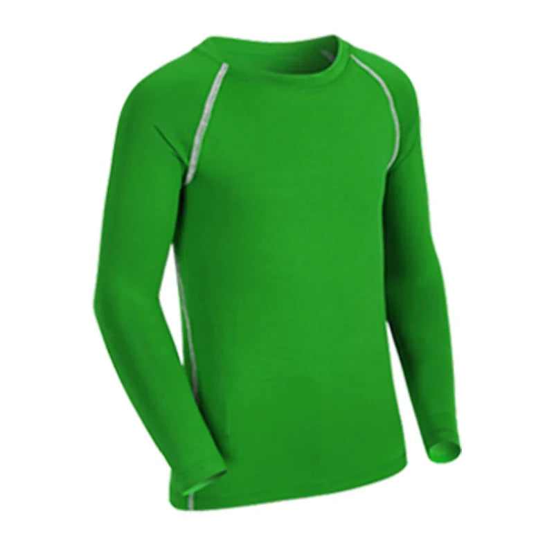 Kids Children Boy Girl Sport Running Long T Shirt Fitness Basketball Football Gym Sportswear Soccer Hiking Undershirt Jerseys 28